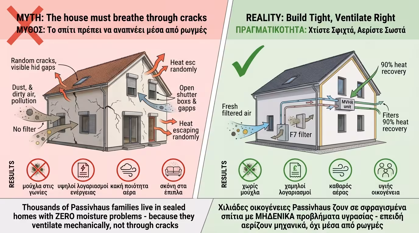 Μύθος - σπίτι αναπνέει - Build Tight, Ventilate Right