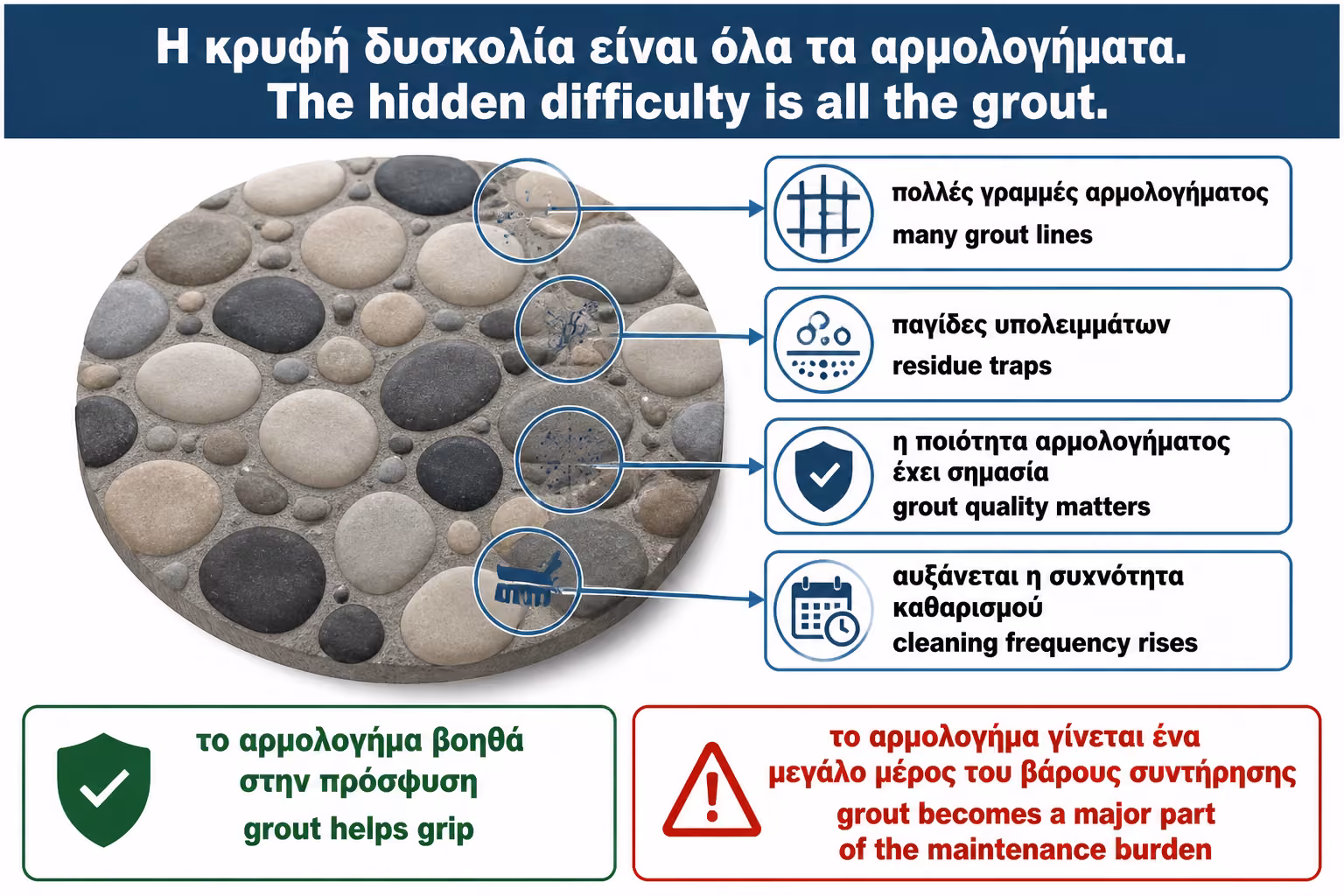 Εικονογράφηση για 4. Η κρυφή δυσκολία: πολλοί αρμοί και καθαρισμός