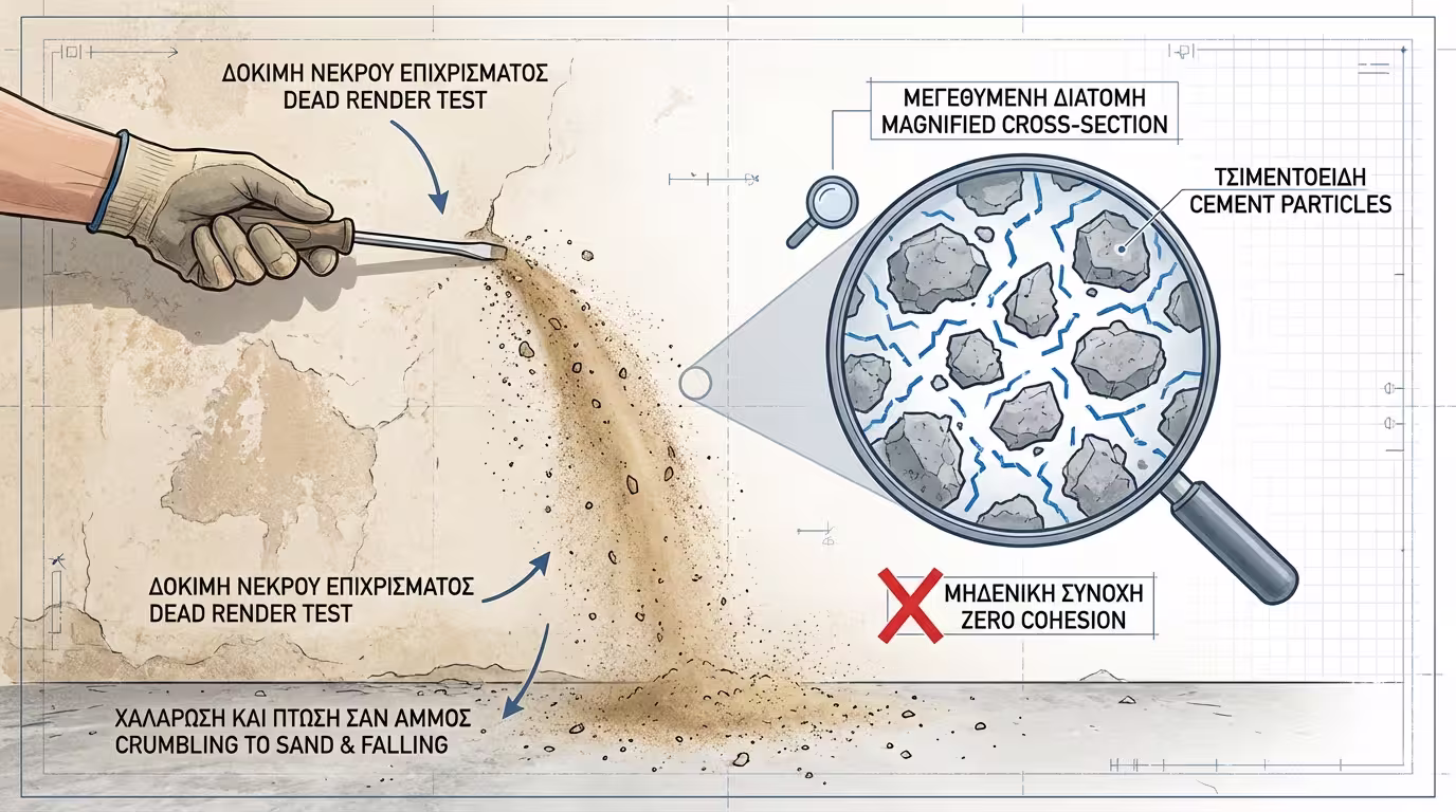 Σοβάς θρυμματίζεται με κατσαβίδι - πέφτει σαν ξηρή άμμος