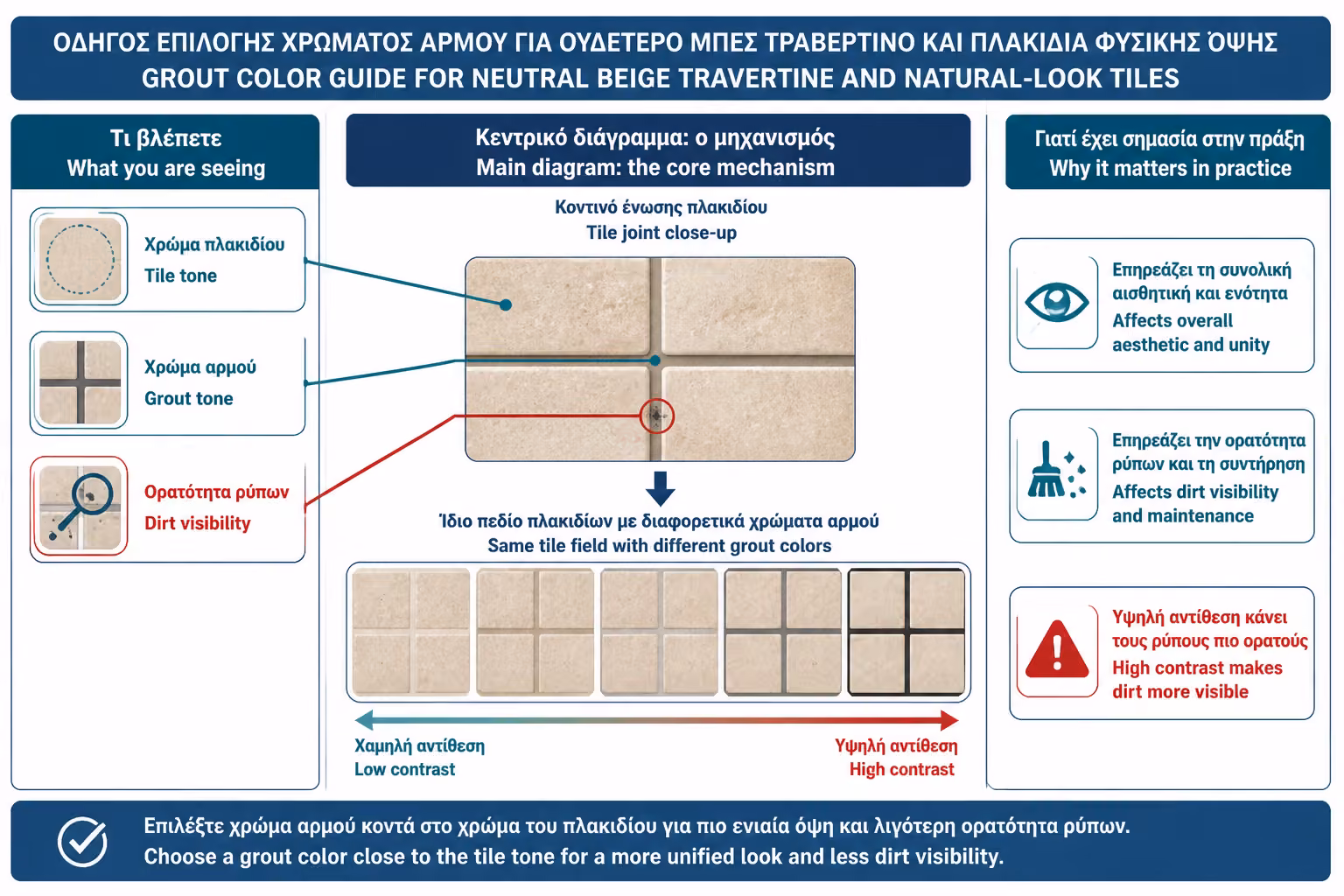 Εικονογράφηση για 7. Πώς επιλέγουμε αρμό σε μπεζ, travertine και natural look πλακάκια