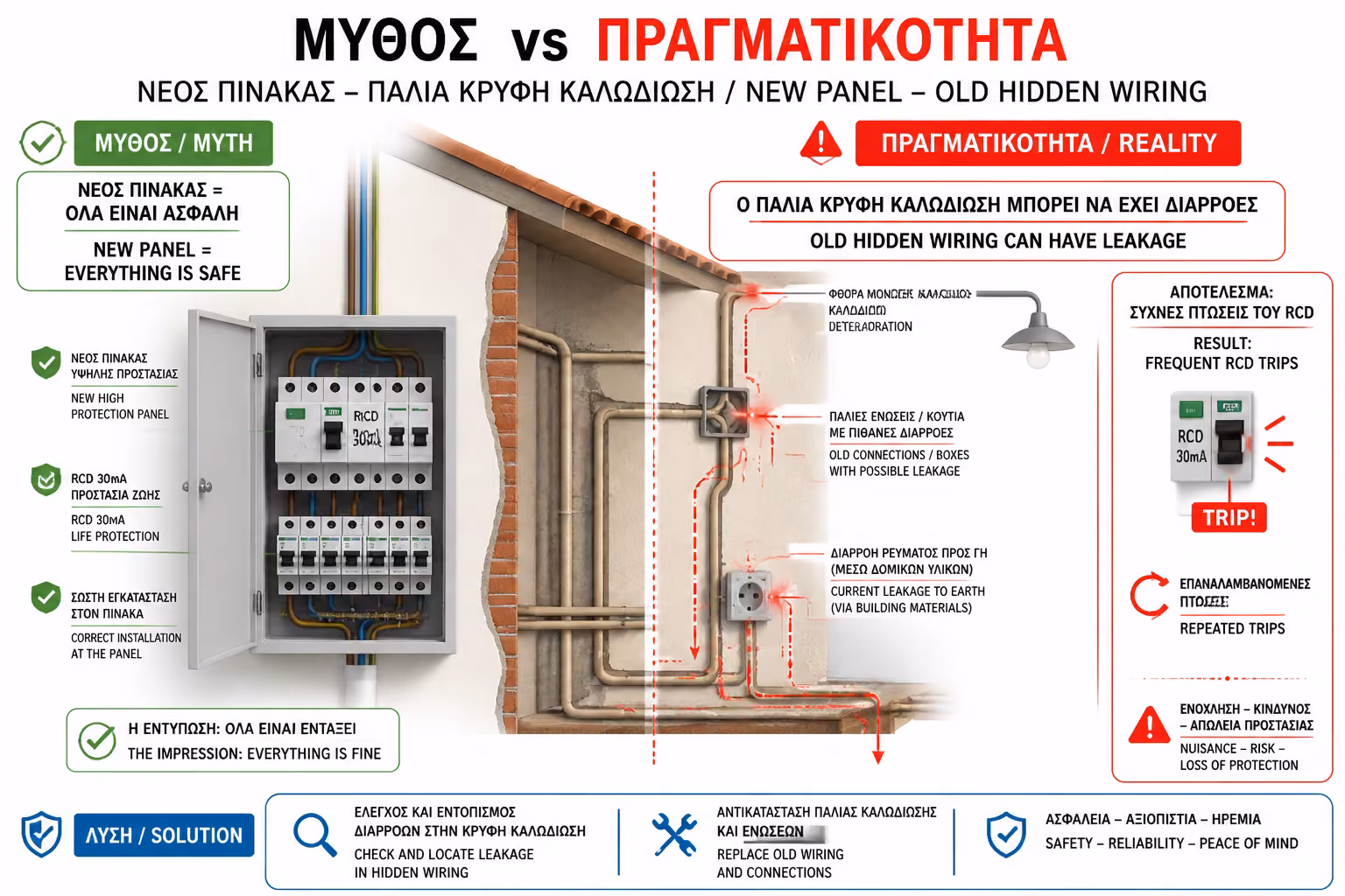 Καινούργιος πίνακας πάνω σε παλιές καλωδιώσεις