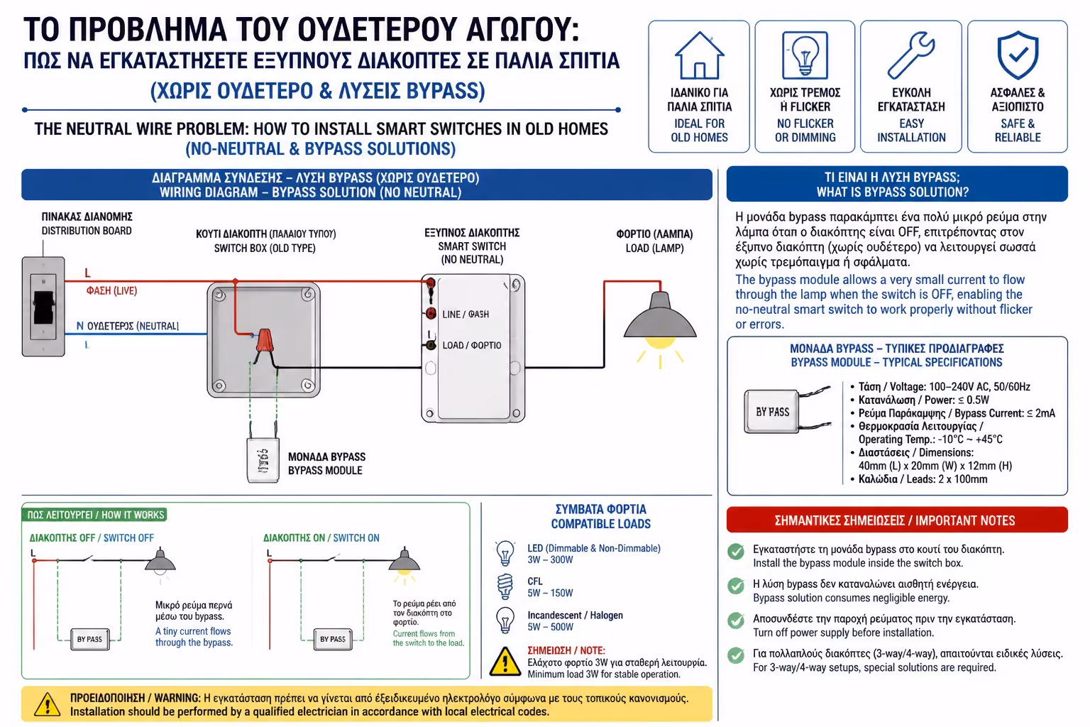 Εικονογράφηση για 2. Γιατί οι Έξυπνοι Διακόπτες "απαιτούν" Ουδέτερο;
