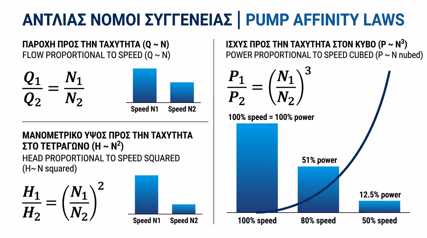 Νόμοι συγένειας αντλιών - κυβική σχέση ταχύτητας-ισχύος affinity laws
