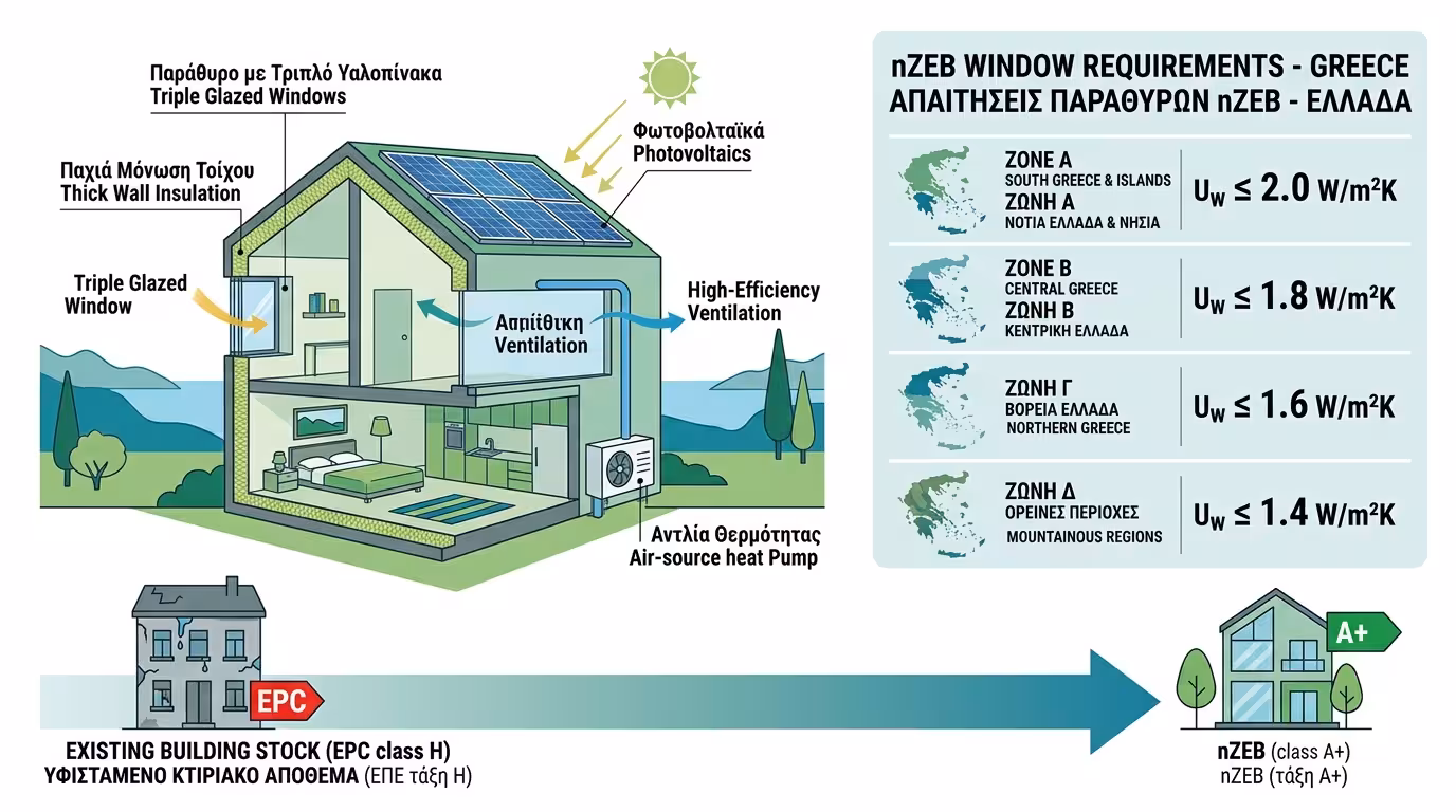 Απαιτήσεις nZEB - κτίρια σχεδόν μηδενικής κατανάλωσης ενέργειας