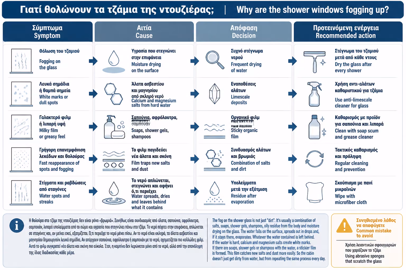 Εικονογράφηση για 1. Γιατί θαμπώνουν τα τζάμια της ντουζιέρας