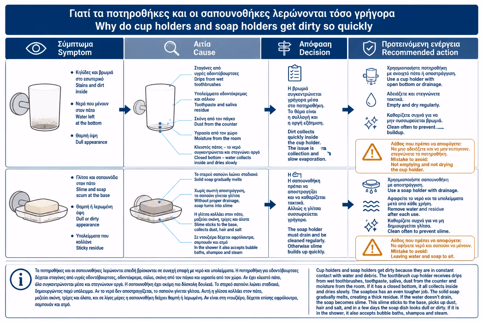 Εικονογράφηση για 1. Γιατί οι ποτηροθήκες και οι σαπουνοθήκες λερώνονται τόσο γρήγορα