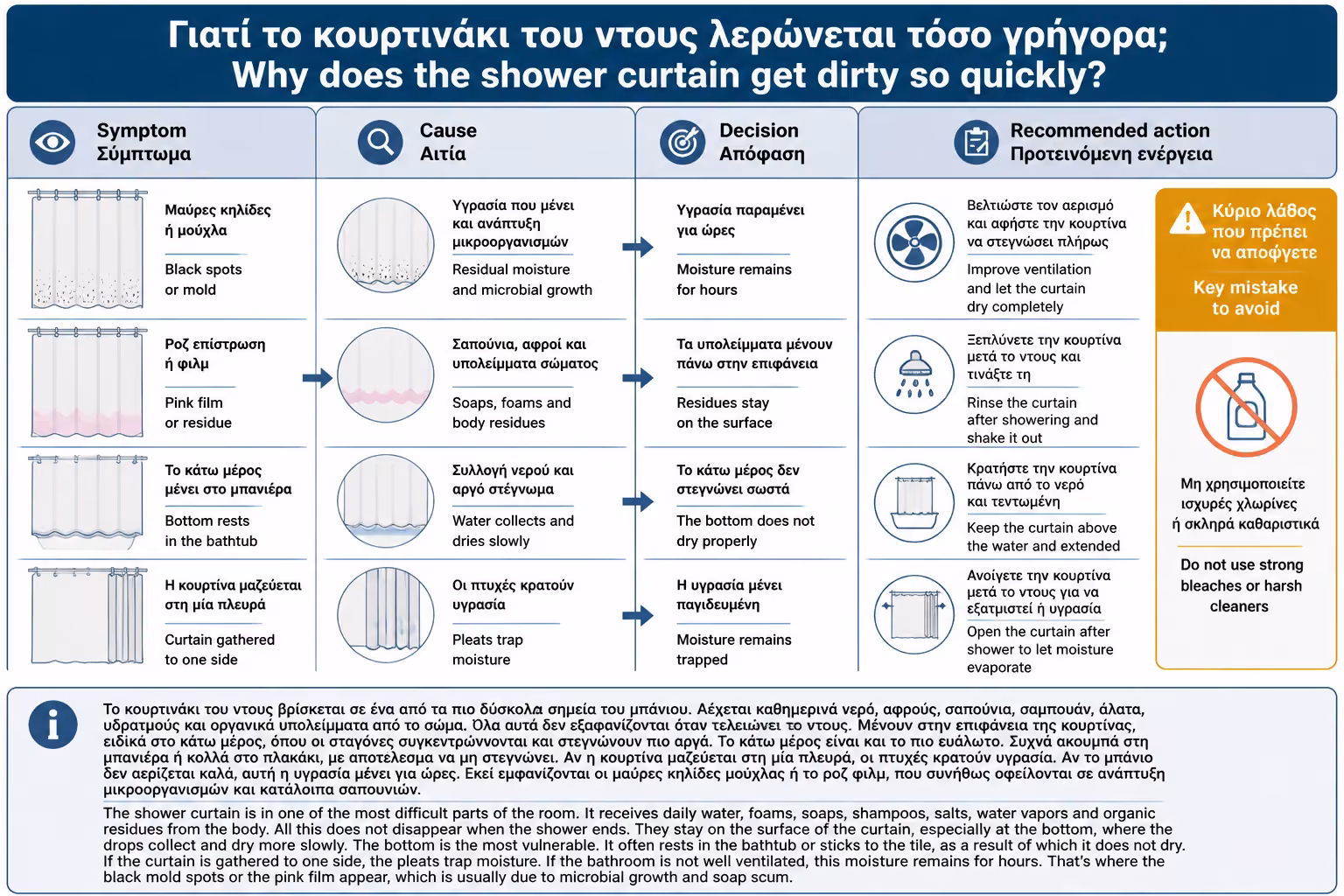 Εικονογράφηση για 1. Γιατί λερώνει τόσο γρήγορα η κουρτίνα μπάνιου