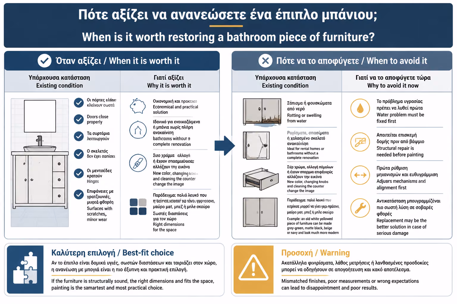 Εικονογράφηση για 1. Πότε αξίζει να αναπαλαιώσετε ένα έπιπλο μπάνιου