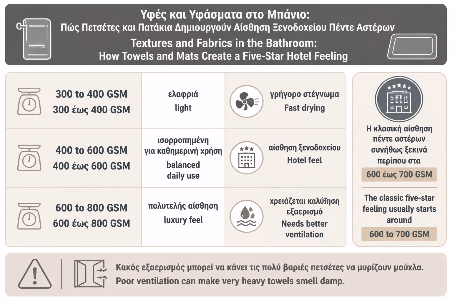 Εικονογράφηση για 2. Τι σημαίνει GSM στις πετσέτες