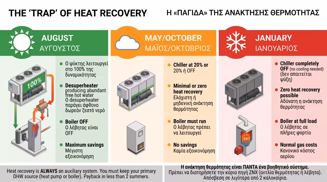 Ανάκτηση θερμότητας - επικουρικό σύστημα, απόσβεση σε 2 καλοκαίρια