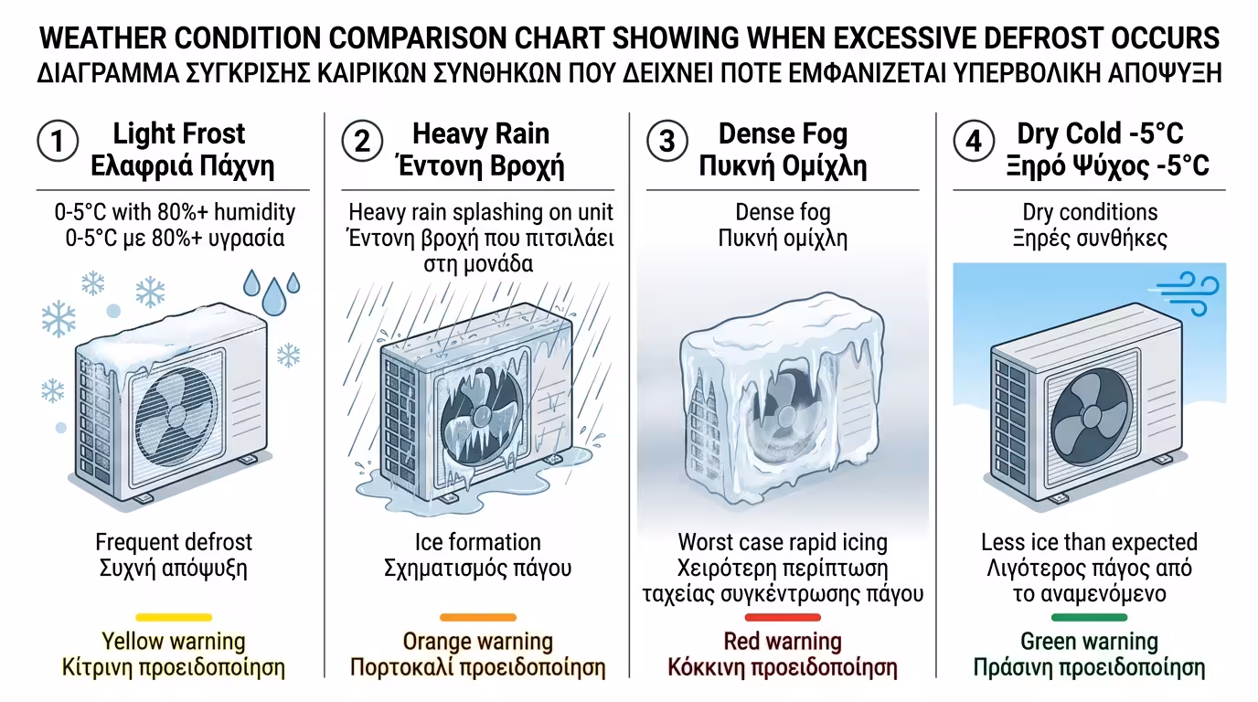 Πάγος εξωτερική μονάδα – υγρασία, βροχή, ομίχλη, καιρός