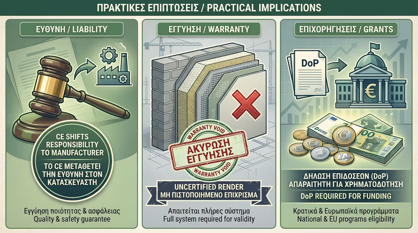 Δήλωση Επιδόσεων (DoP), συμβατότητα ETICS, επιδοτήσεις