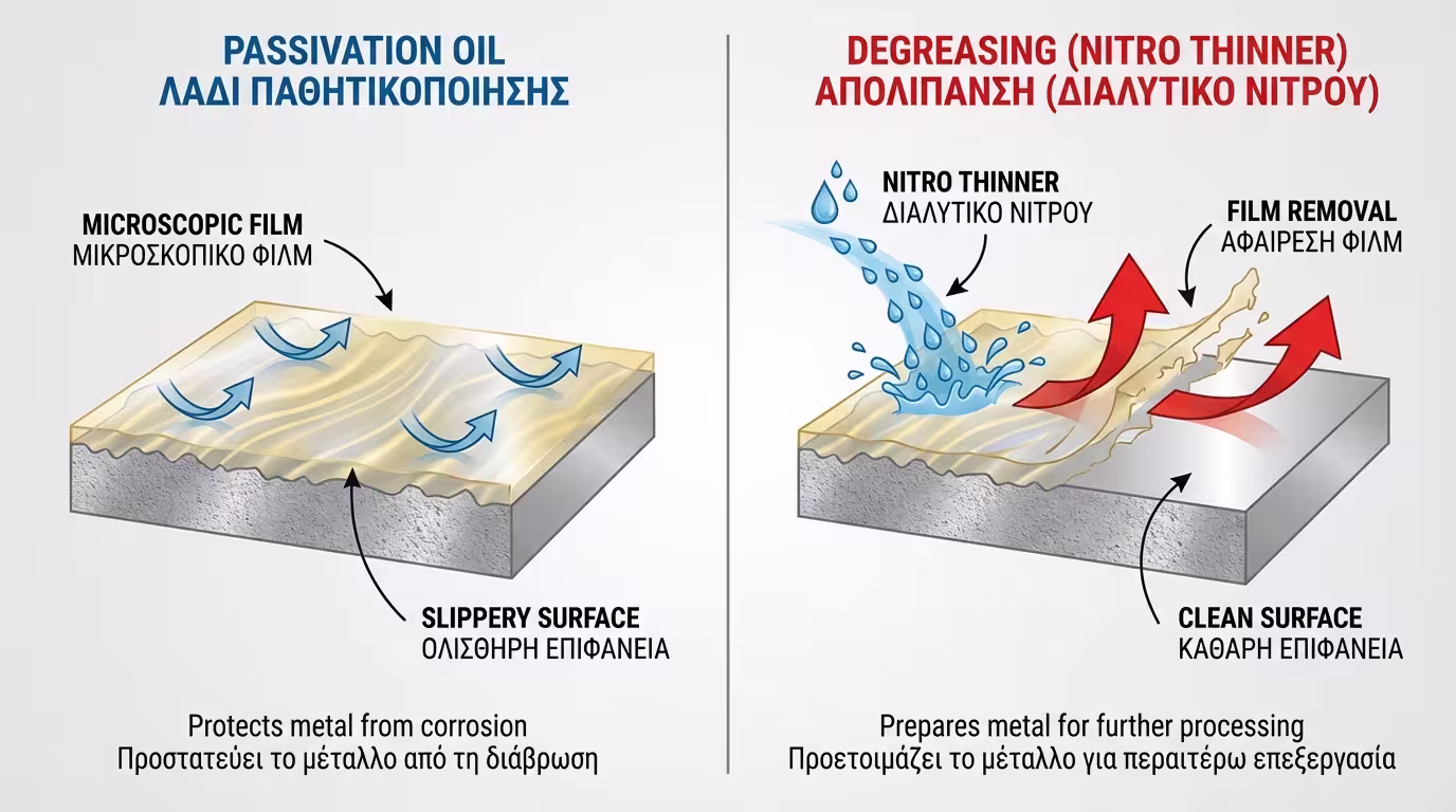 Ινφογκράφικ: Απομάκρυνση λαδιών passivaton και η τεχνική etching με οξέα.