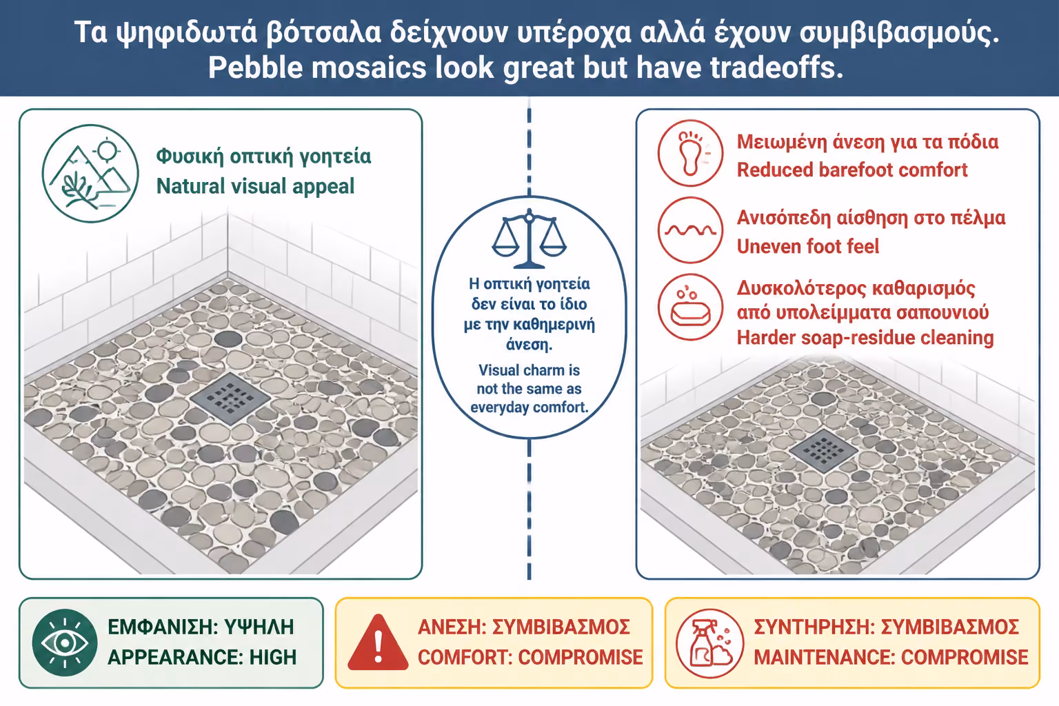 Εικονογράφηση για 7. Ψηφίδες τύπου βότσαλο: όμορφες αλλά όχι πάντα άνετες