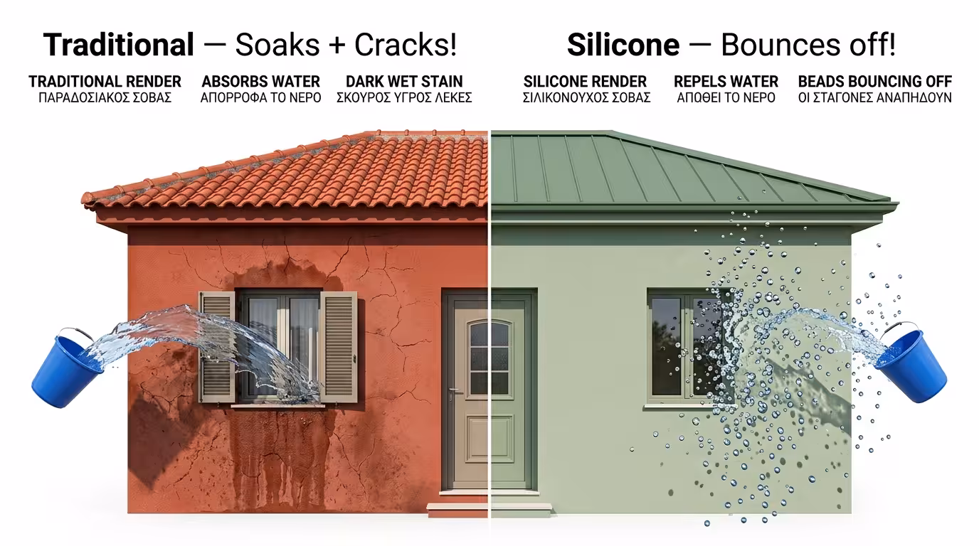 Πείραμα 10x10 - κλασικός vs σιλικονούχος σοβάς
