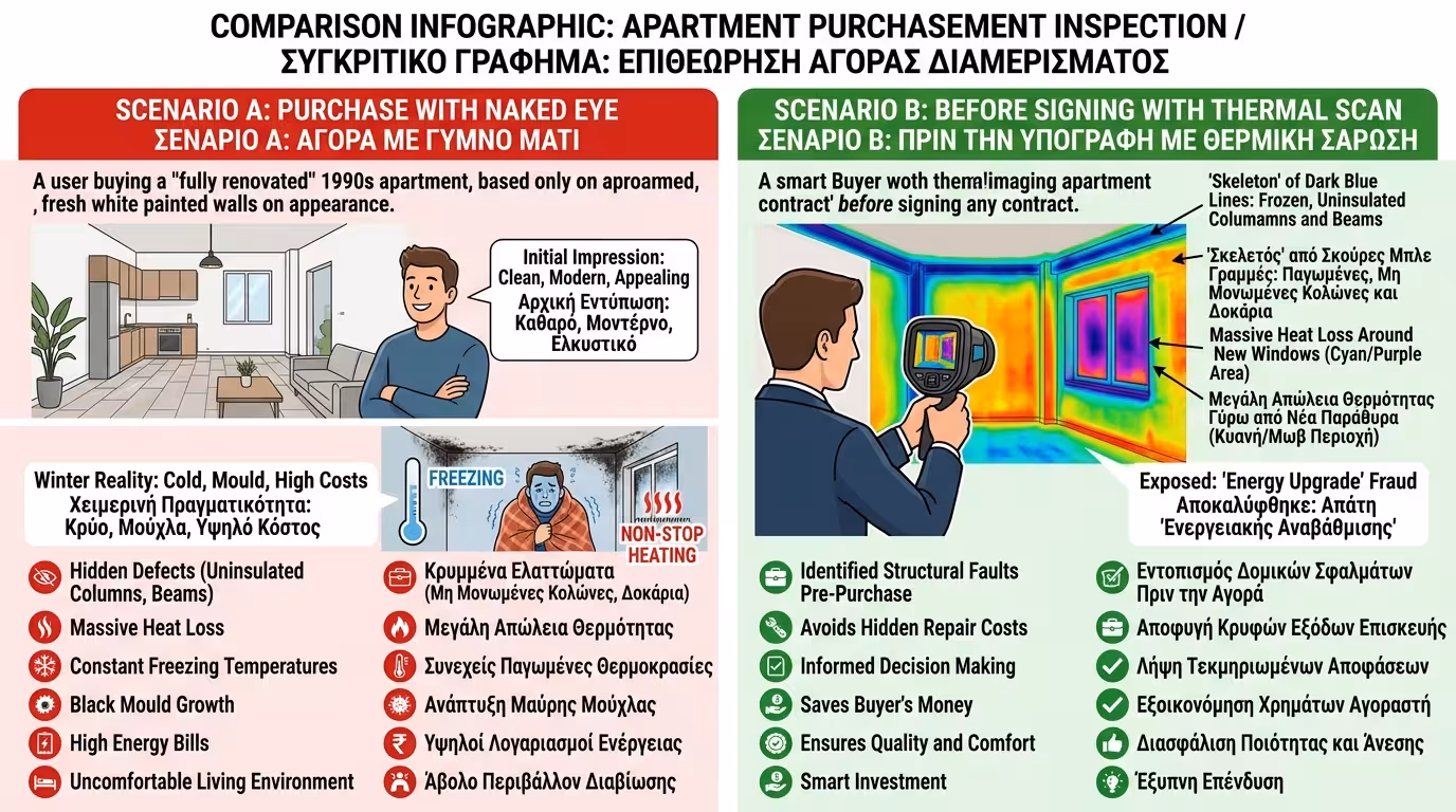 10x10 πείραμα - αγορά με γυμνό μάτι vs έλεγχος με θερμοκάμερα