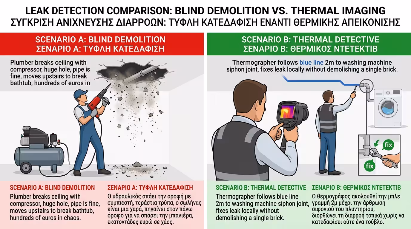 10x10 πείραμα - τυφλή κατεδάφιση vs θερμικός ντετέκτιβ