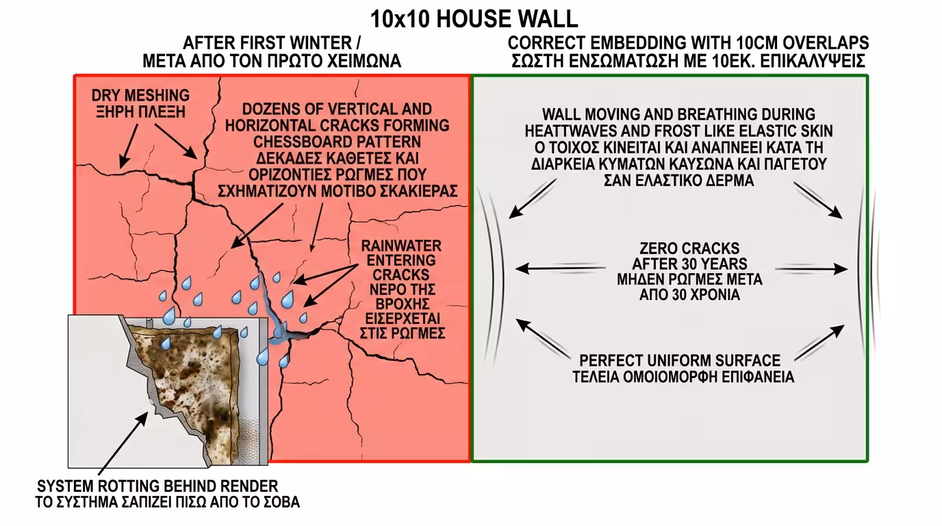 Πείραμα 10x10 - ξηρή τοποθέτηση vs σωστός εγκιβωτισμός