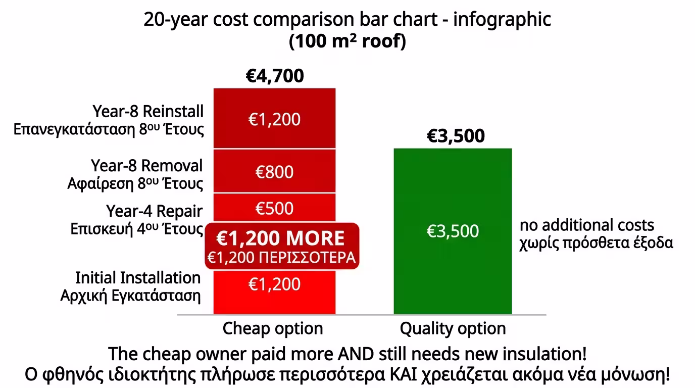 Πείραμα 10x10 - φθηνή vs ποιοτική μόνωση ταράτσας