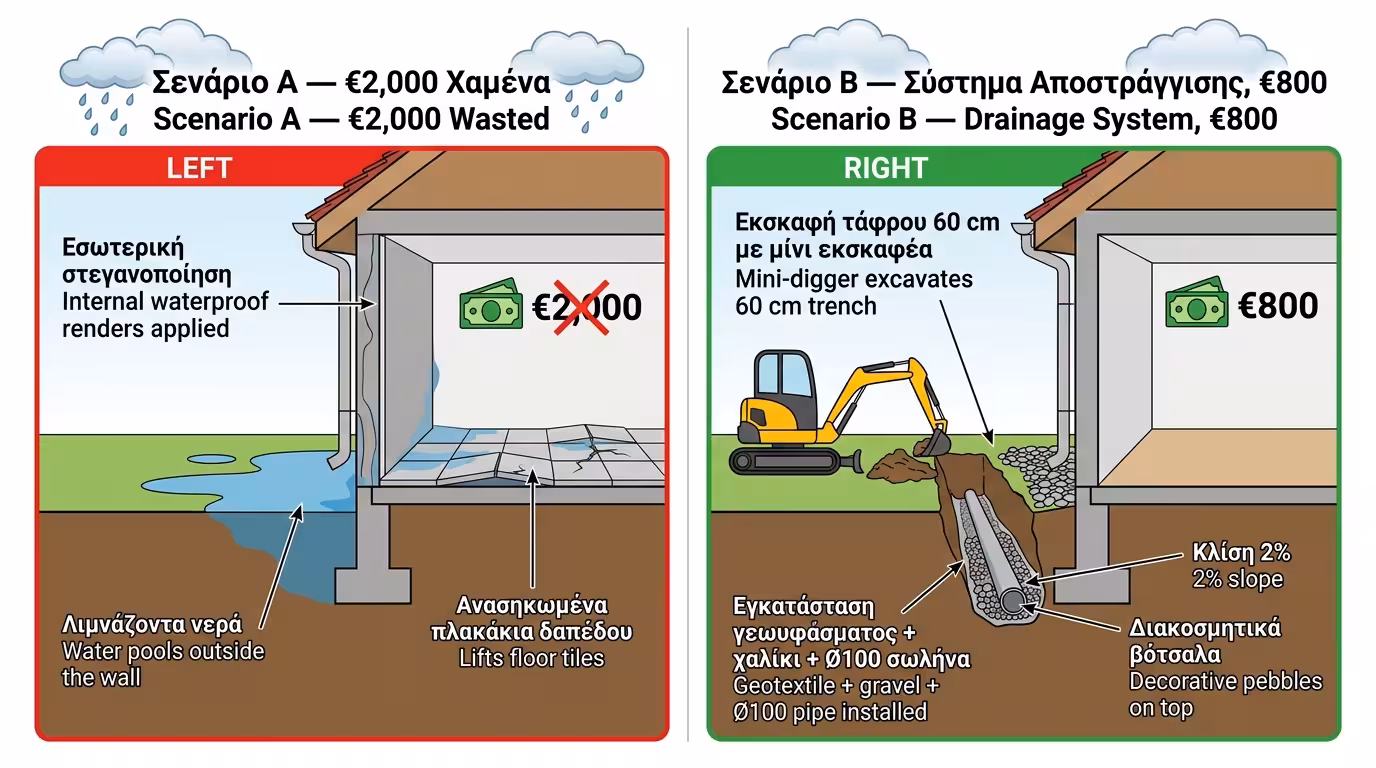 Πείραμα αυλής - πεταμένα λεφτά vs σύστημα αποστράγγισης
