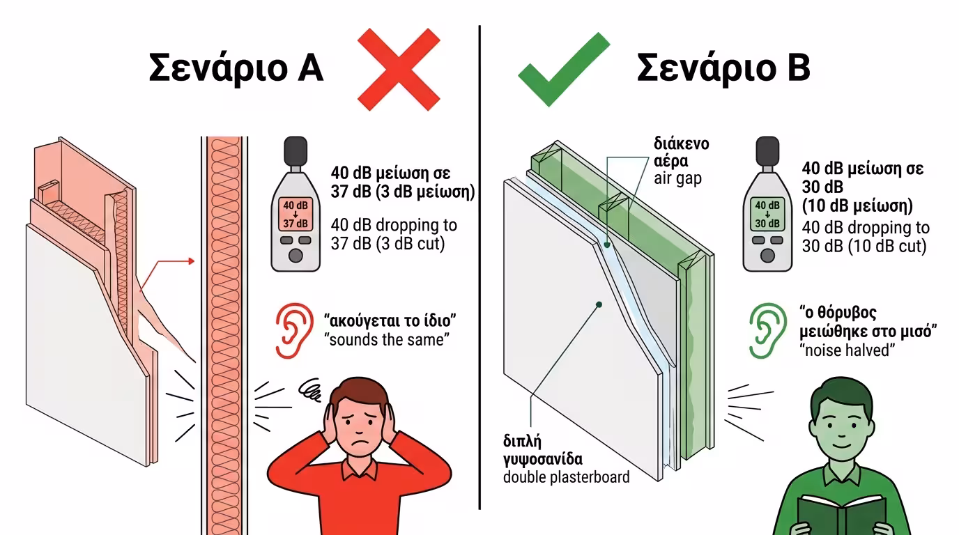 Πείραμα: Σενάριο Α (3 dB, απογοήτευση) vs Σενάριο Β (10 dB, ψυχολογική λύτρωση)