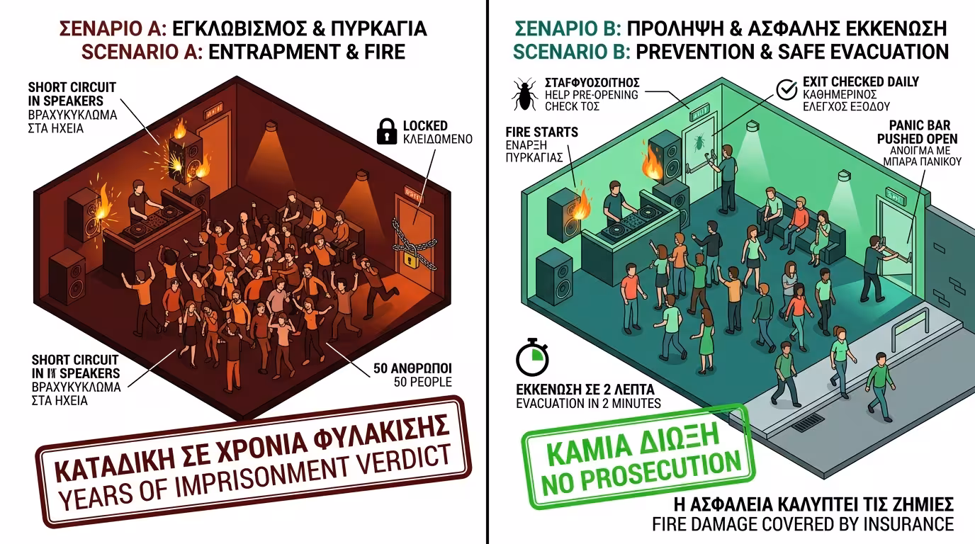 Πείραμα: νυχτερινό κέντρο 4×4 - κλειδωμένη έξοδος vs πλήρης συμμόρφωση