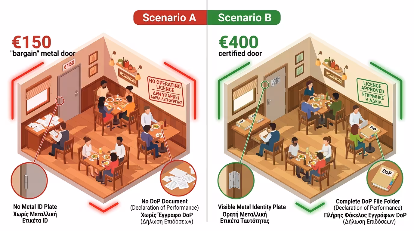 Πείραμα: εστιατόριο 4×4 - πόρτα χωρίς ετικέτα vs πιστοποιημένη πόρτα