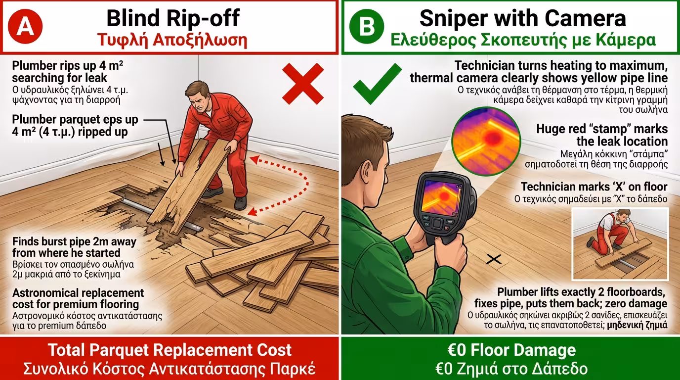Πείραμα - τυφλό ξήλωμα παρκέ vs κάμερα sniper