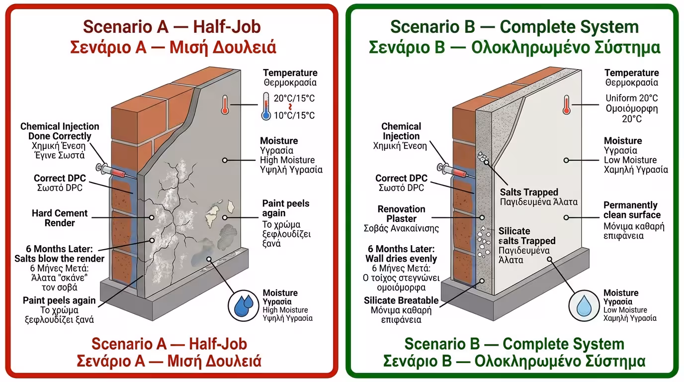 Πείραμα τοίχου - μισή δουλειά vs ολοκληρωμένο σύστημα