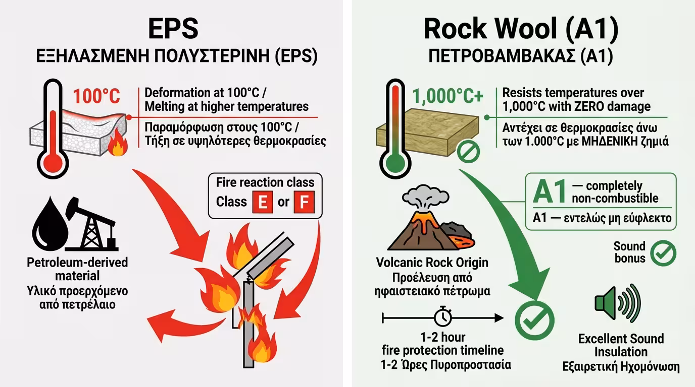 Πετροβάμβακας - αντέχει 1.000°C+ χωρίς καύση