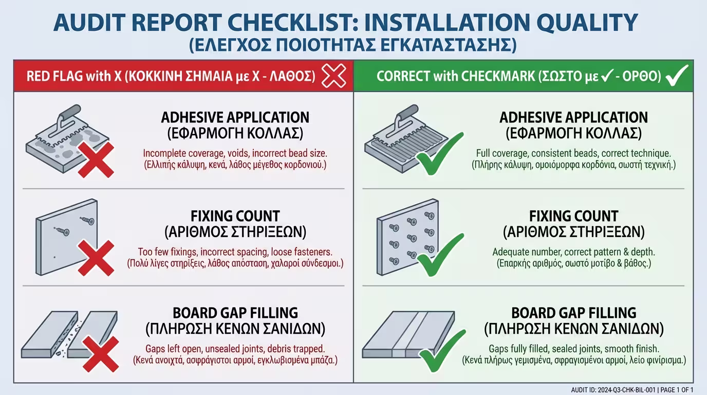 Checklist: κόλλα, βύσματα, κενά