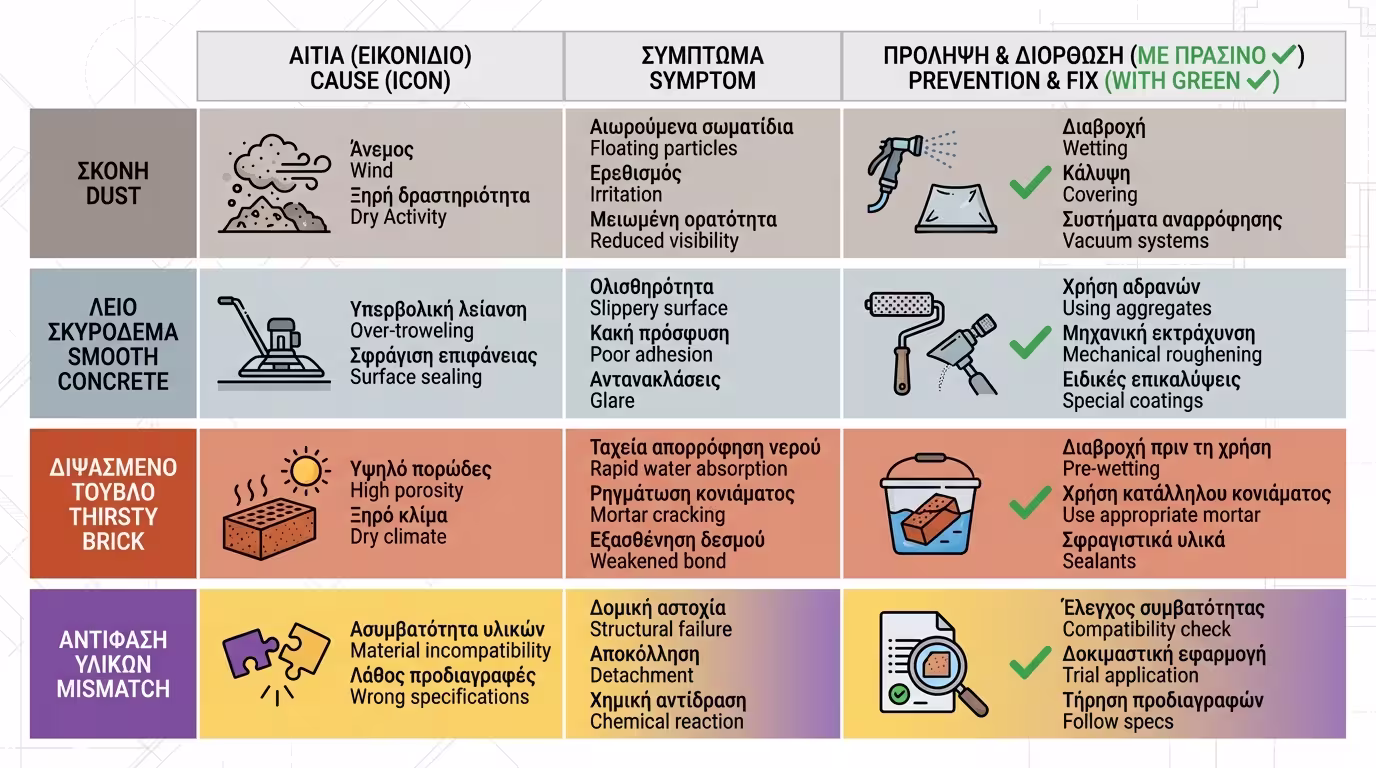 Πίνακας: αιτία, σύμπτωμα, πρόληψη