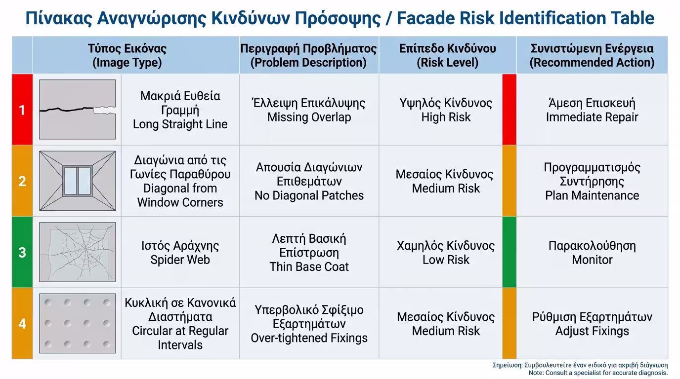 Πίνακας μορφών ρωγμών ETICS