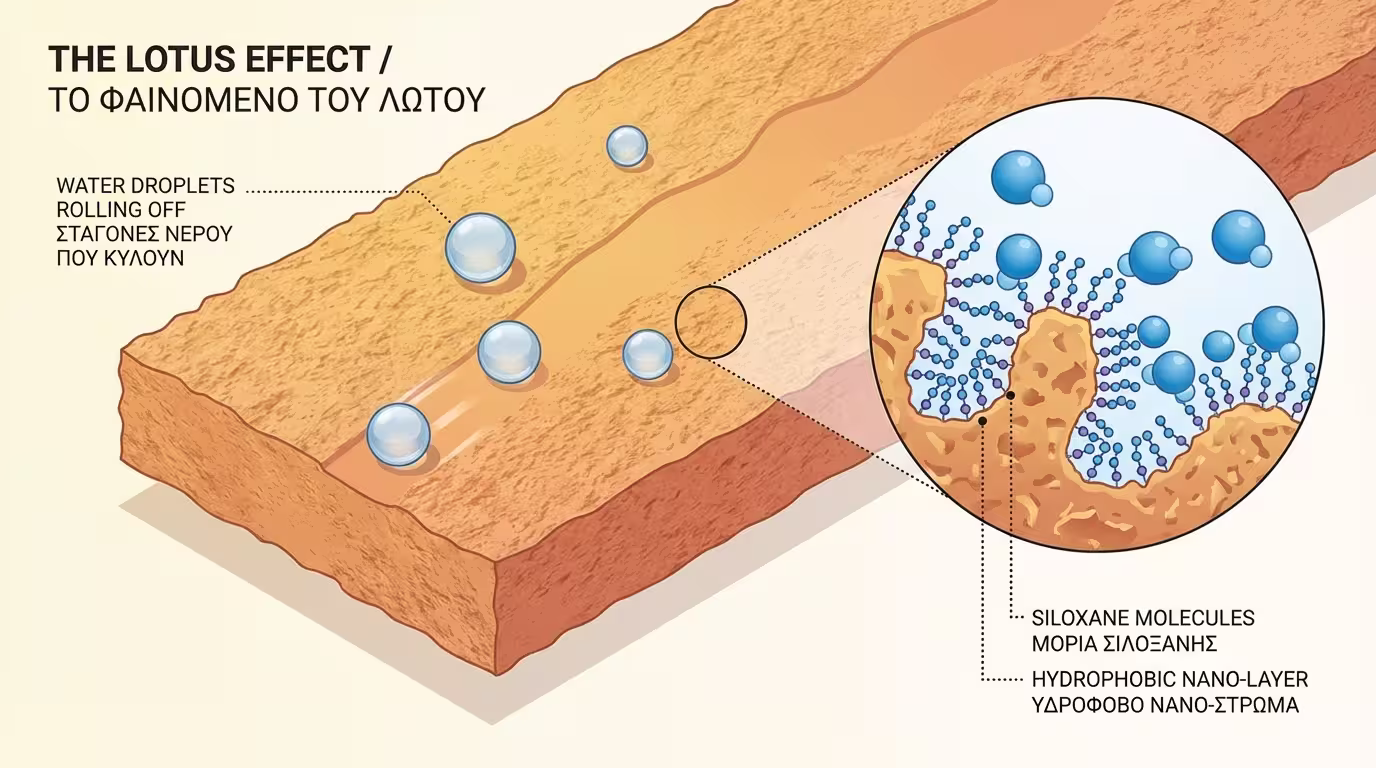 Σιλοξανικές ρητίνες: Διείσδυση στους πόρους και το Φαινόμενο του Λωτού