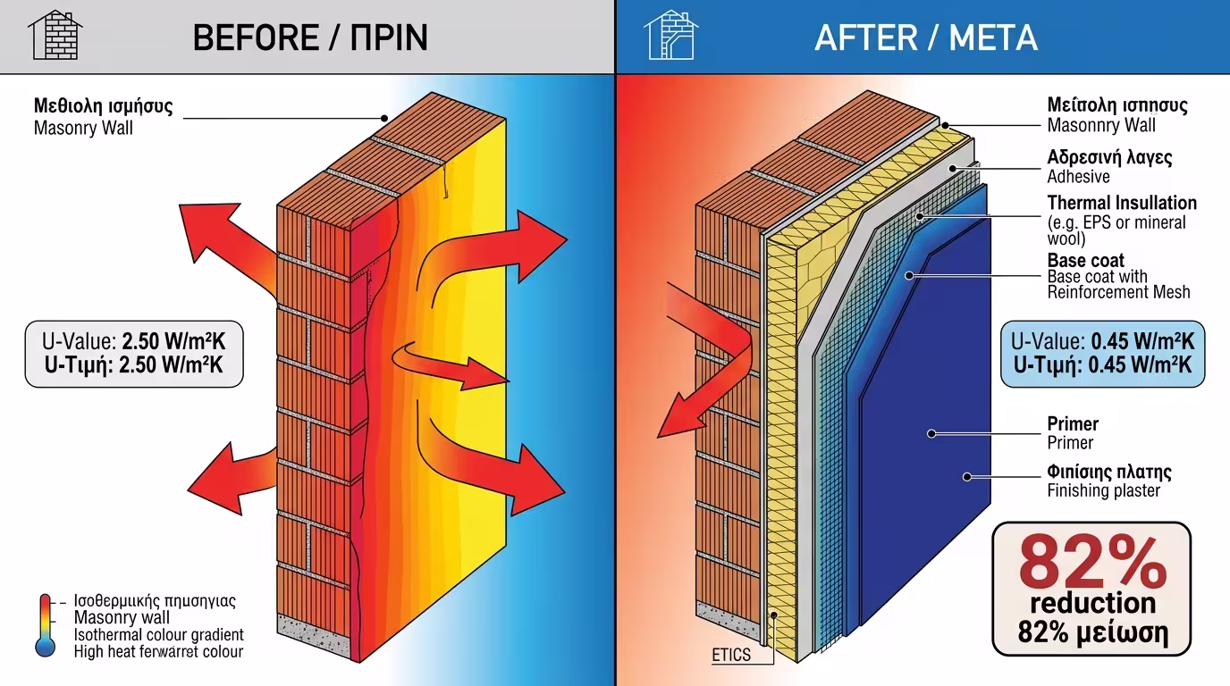 Τα 5 πλεονεκτήματα του συστήματος ETICS - εξωτερική θερμομόνωση