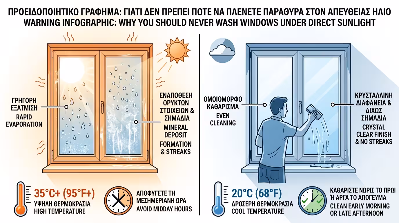 Θαμπές κηλίδες σε αλουμίνιο μετά από πλύσιμο κάτω από τον ήλιο