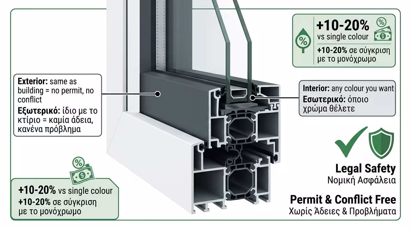 Διχρωμία - ανθρακί εσωτερικά, λευκό εξωτερικά, νόμιμη λύση