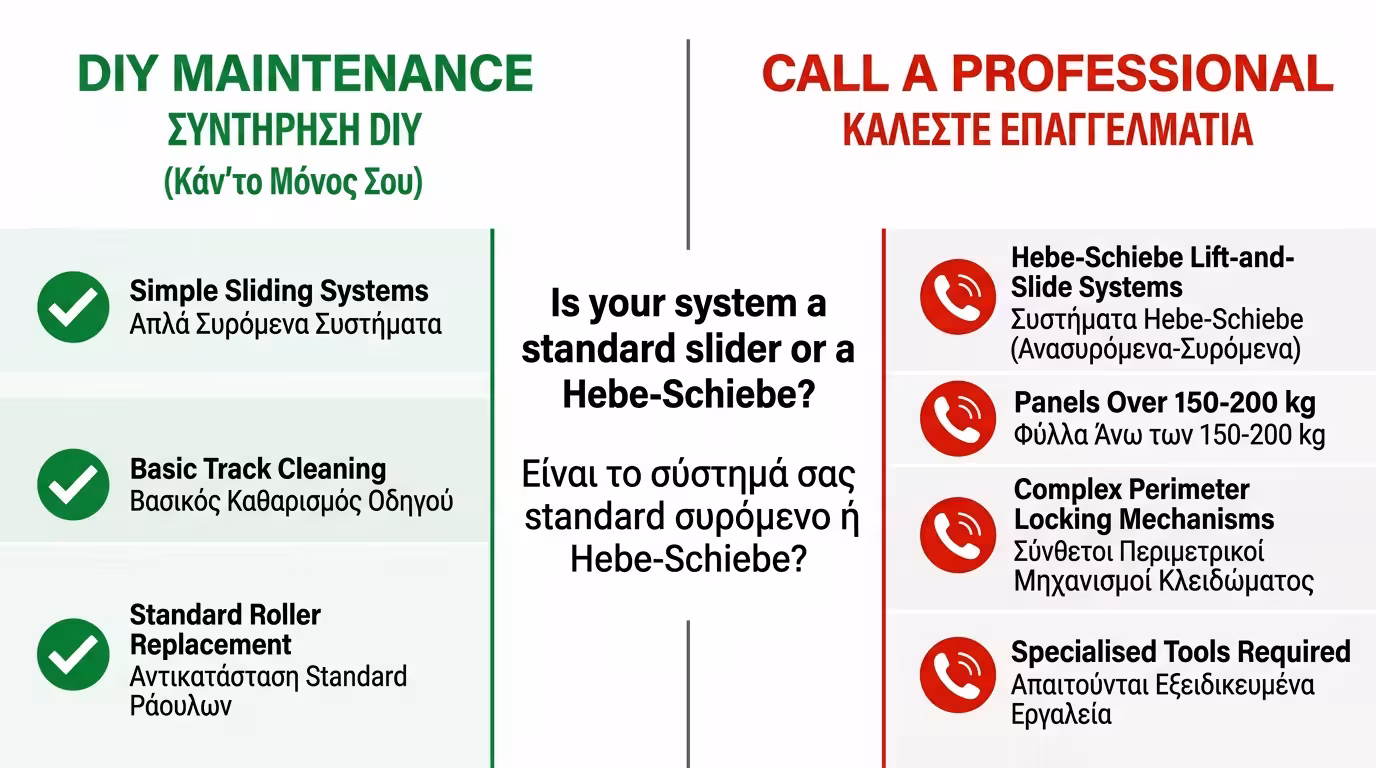 Πότε χρειάζεται τεχνικός - ανασυρόμενα, χαλασμένος μηχανισμός Hebe-Schiebe