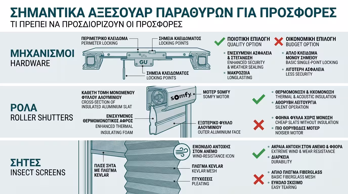 Μηχανισμοί κουφωμάτων - ρολά, σίτες, κλειδαριές