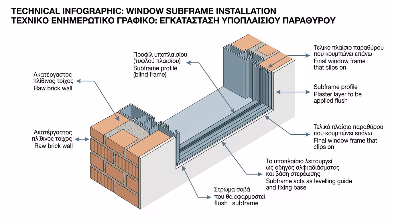 Ψευτόκασα - πλαίσιο τοποθετημένο στο γυμνό άνοιγμα τοίχου πριν τον σοβά