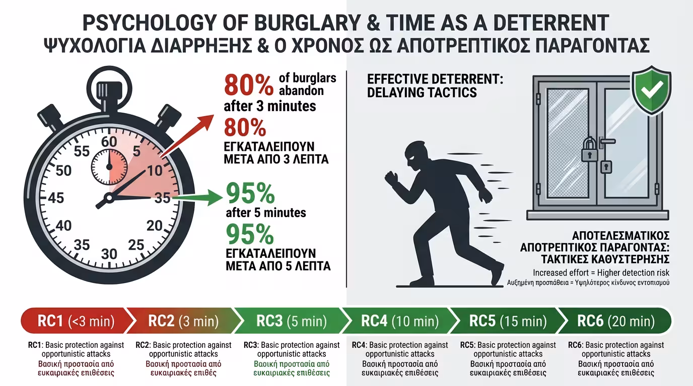 Ψυχολογία διάρρηξης - χρόνος εχθρός κλέφτη, παράθυρο RC ασφαλείας
