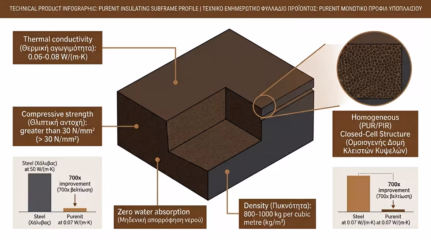 Purenit - ανακυκλωμένη πολυουρεθάνη υψηλής πυκνότητας για θερμομονωτικές ψευτόκασες