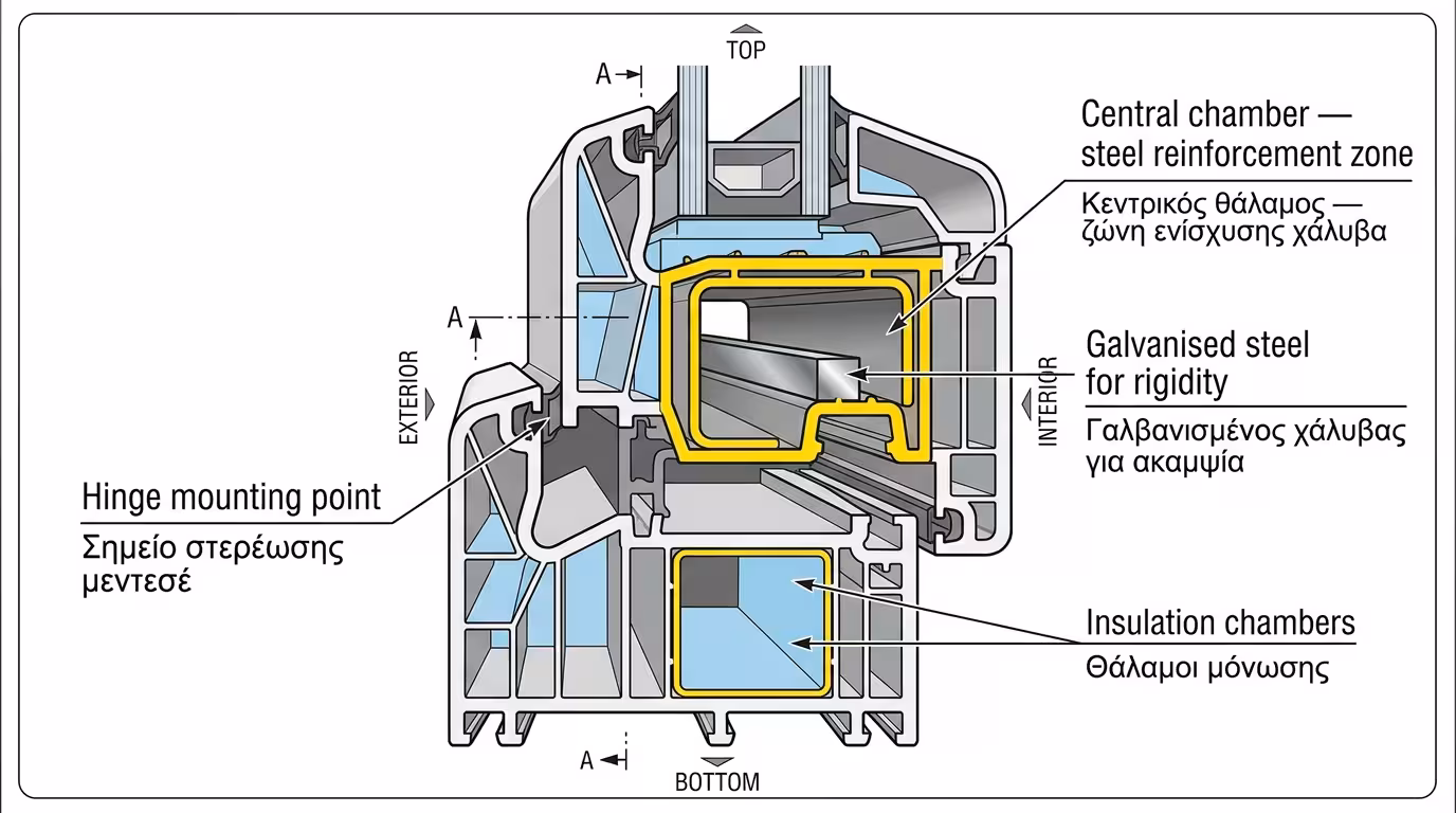 Κεντρικός θάλαμος PVC με χαλύβδινο οπλισμό