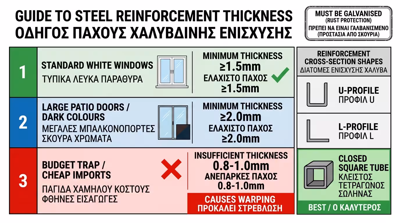 Πίνακας πάχους χάλυβα - 1.5mm, 2.0mm, 2.5mm