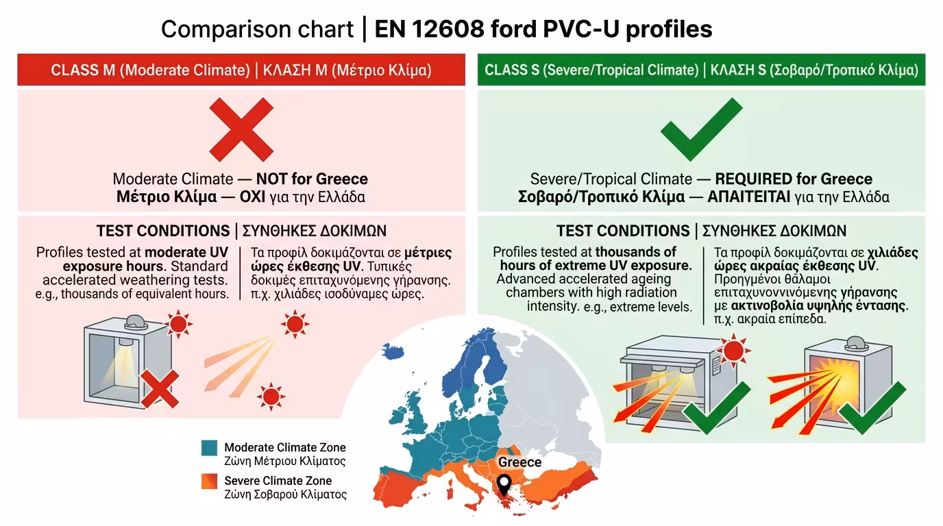 EN 12608 - κλάσεις Μ και S για προφίλ PVC