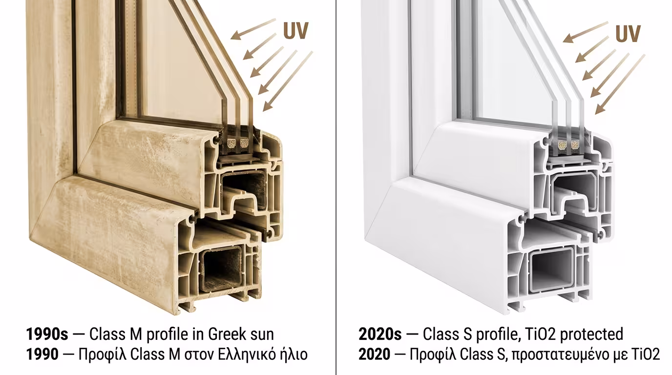 Παλιά PVC δεκαετίας '90 - κιτρινισμένα από τον ήλιο