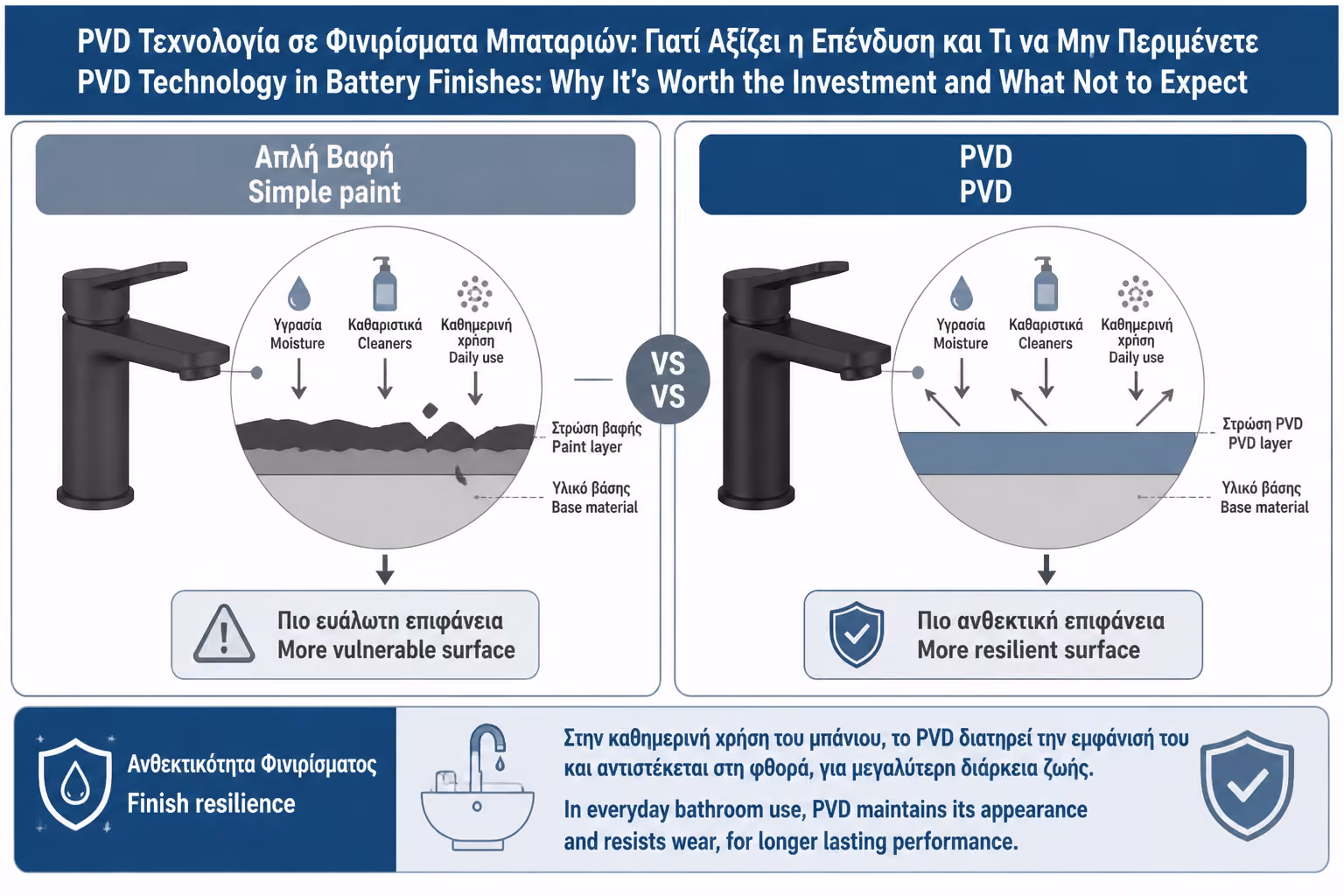 Εικονογράφηση για 4. PVD vs απλή βαφή μαύρης μπαταρίας