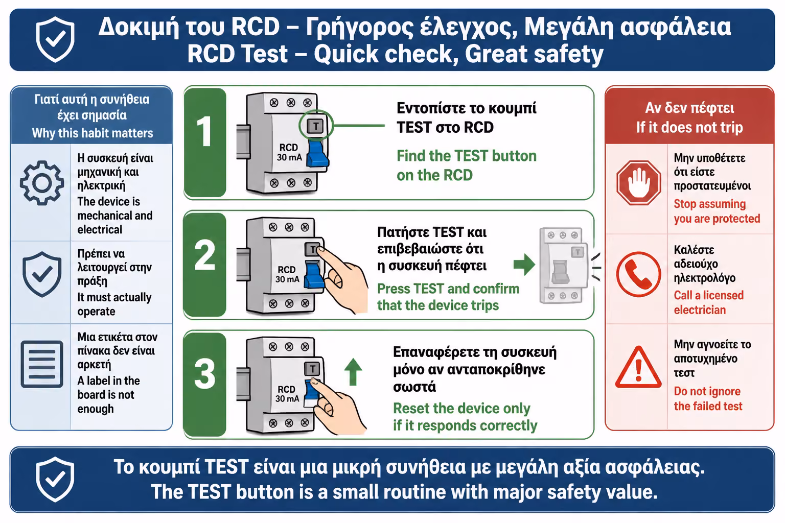 Εικονογράφηση για 12. Το κουμπί TEST: μικρή συνήθεια, μεγάλη σημασία
