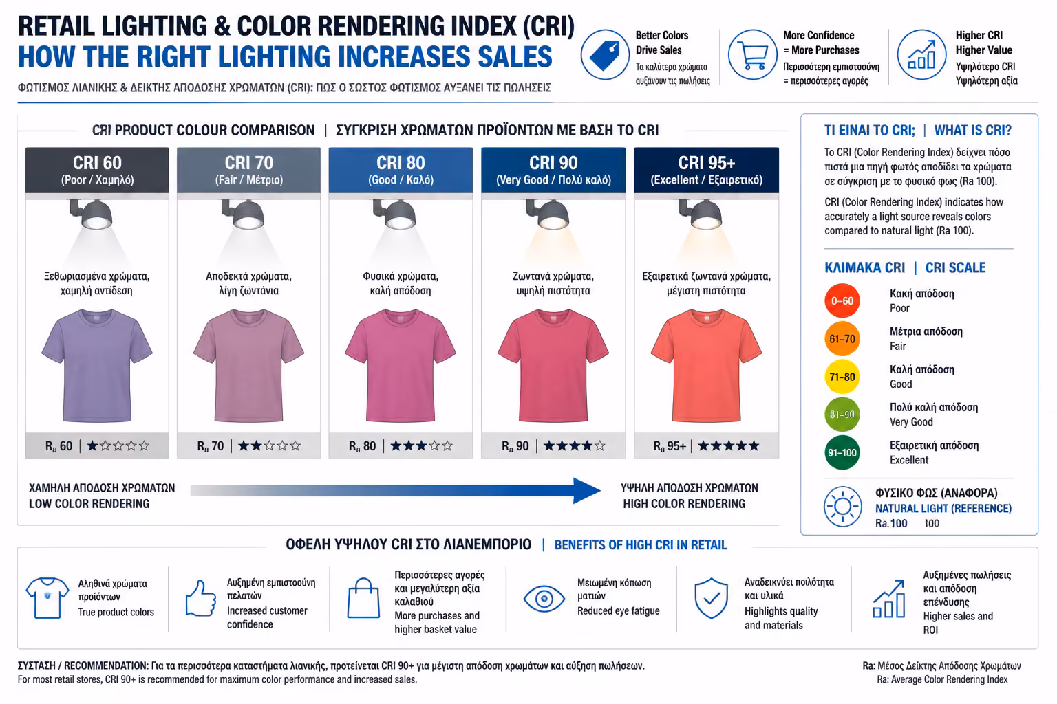 Εικονογράφηση για 1. Τι είναι ο Δείκτης CRI (Color Rendering Index);