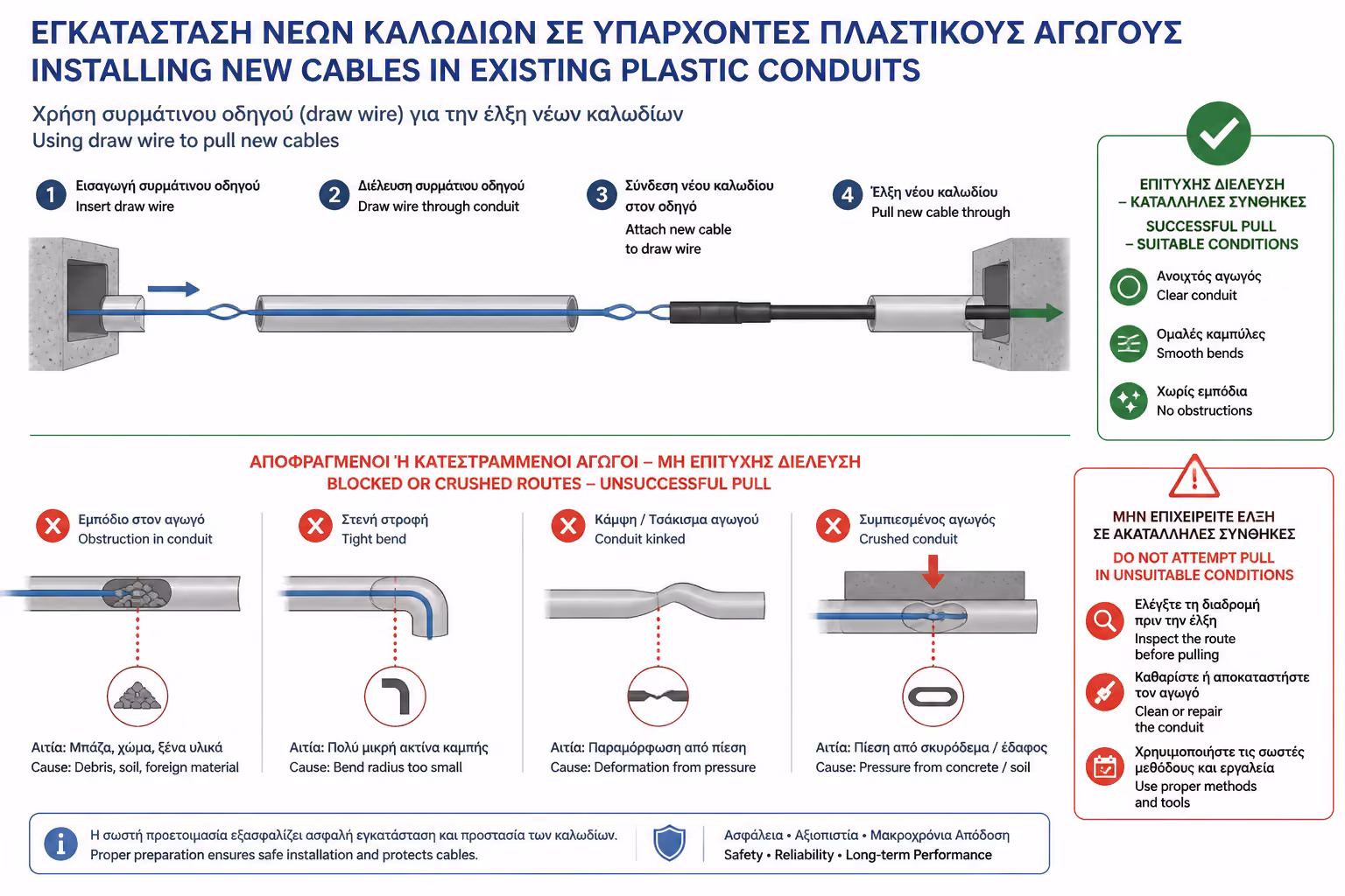 Τράβηγμα νέων καλωδίων σε υπάρχουσες σωληνώσεις